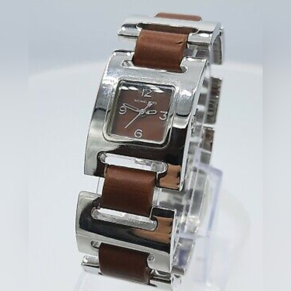 Michael Kors Silver and Brown Women's Watch - Picture 3 of 11